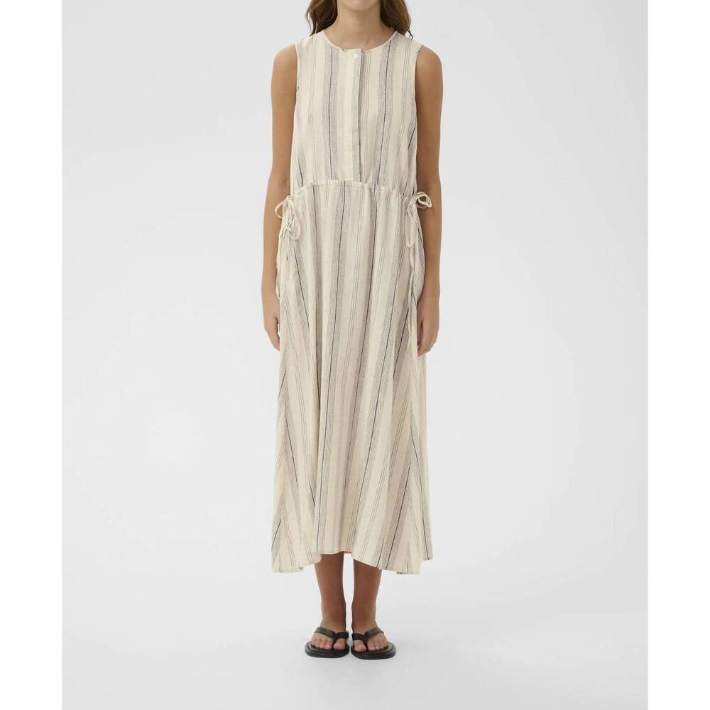 NEW INWEAR rowan drawstring dress in mattress stripe white